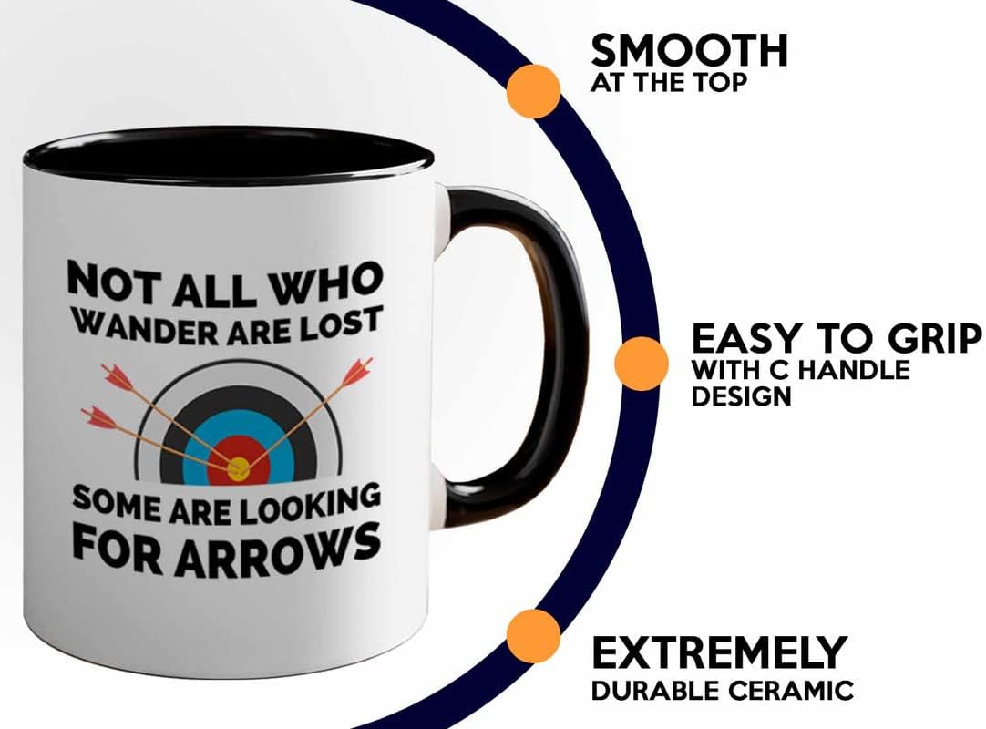 Archery 2Tone Black Mug 11oz - looking for arrows - Archery Shot Trainer Crossbow Compound Bow Hunting Arrow