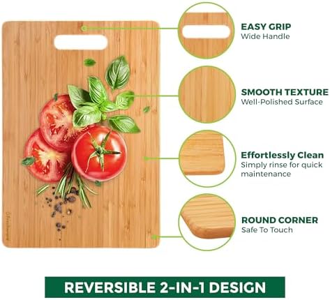 Freshware Bamboo Cutting Board Set of 3, Wooden Cutting Boards for Kitchen, Knife Friendly Food Grade Chopping Board, Lightweight with Hanging Hole for Easy Storage - 5