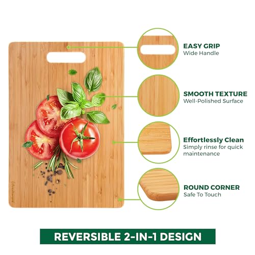 Freshware Bamboo Cutting Board Set of 3, Wooden Cutting Boards for Kitchen, Knife Friendly Food Grade Chopping Board, Lightweight with Hanging Hole for Easy Storage by Freshware - Used condition - Image 3