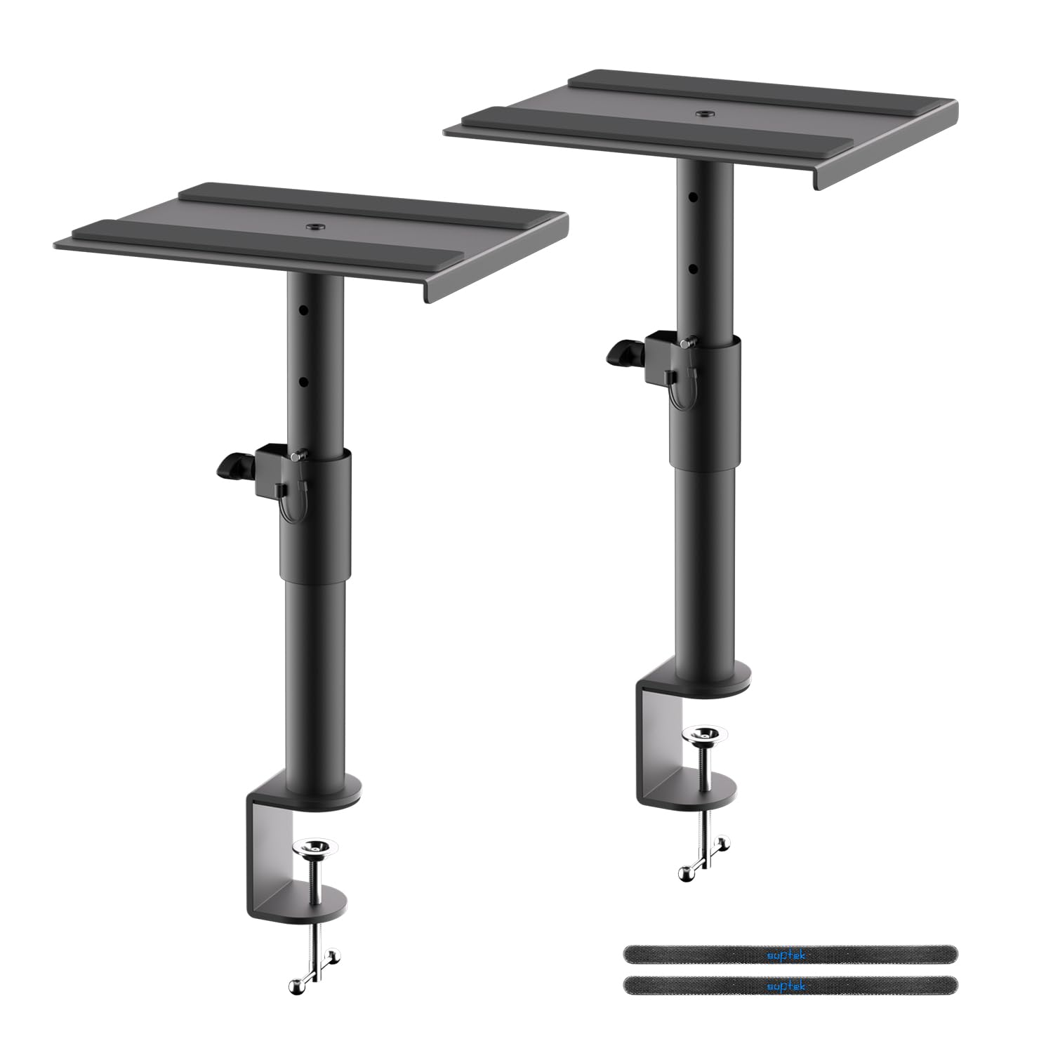 suptek Soportes para Altavoces de Escritorio con Abrazadera: Pareja de Estantes de Altavoz de Estudio, Altura Ajustable, para Portátil y Proyector, SDM001GB