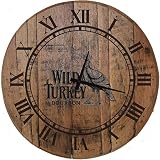 Bar Wall Clock Turkey Kick'n Chicken Bourbon Whiskey Barrel Head Lid Top Bar Sign Home Bar Decor 22