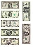 A4-Esspapier mit Dollarschein-Motiven, 7 verschiedene Dollar-Scheine