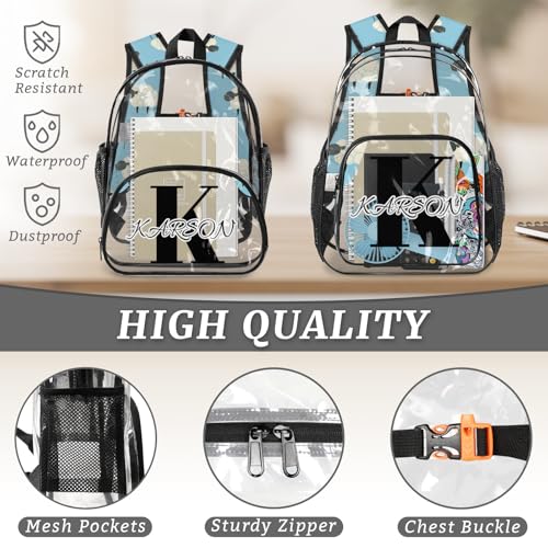Personalized Small Clear Backpack Stadium Approved Heavy Duty PVC Plastic Custom Cute Transparent Backpacks See Through Bag with Name, Sheep 6