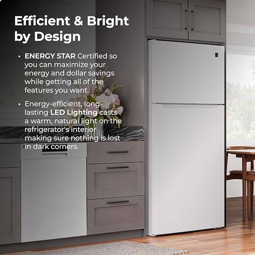 Kenmore 33 in. 20.5 cu. ft. Capacity Refrigerator/Freezer with Full-Width Adjustable Glass Shelving, Humidity Control Crispers, ENERGY STAR Certified, White - Image 7