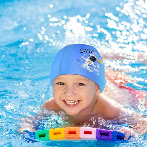 Image of Geyoga 3 Pcs Kids Swim Caps for Boys Girls Age 2-12 Swimming Hat | Kids Swim Caps, Pool Cap, Child, Swim Hat for Toddler, Youth, Space
