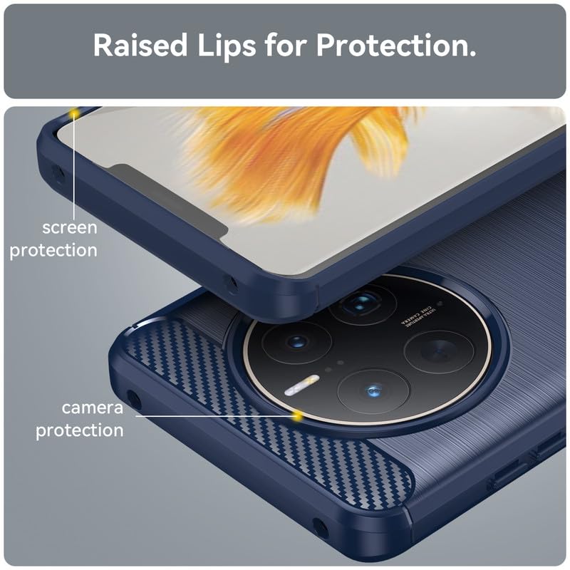Image of Hybrid Carbon Fiber Back Case for Huawei Mate 50 Pro (Blue)