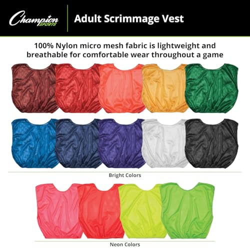 Champion Sports unisex-adult Mesh Practice Scrimmage Vest Regular and Numbered (Youth and Adult) - Pack of 123