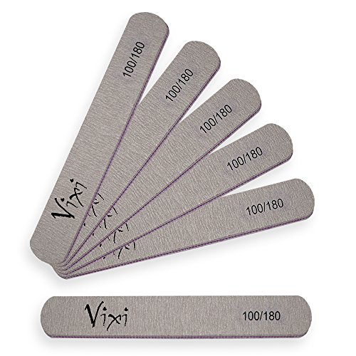 Limas By Vixi de u�as, profesionales de esmeril de doble cara 100/180 (tama�o: 17.5x2 cm) Lima abrillantadora Zebra de manicura, pedicura, naturales, acr�licas y falsa u�as (5 x Lima de u�as)