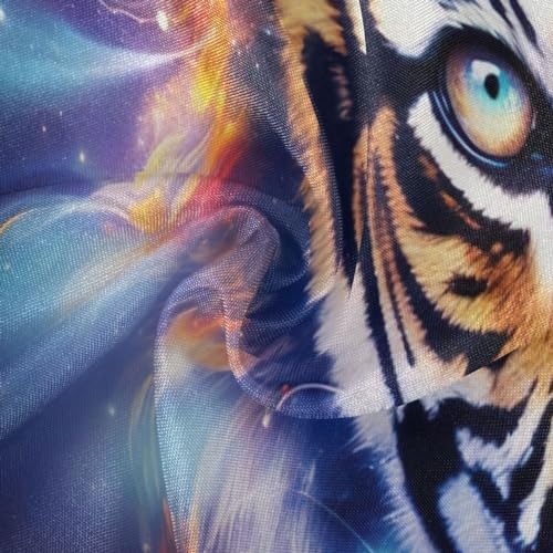 Wajiw 60 Inch Indoor Outdoor Round Tablecloth with Umbrella Hole and Zipper Waterproof Patio Table Cover for Camping Dining Room Party Outdoor Picnic,Tiger