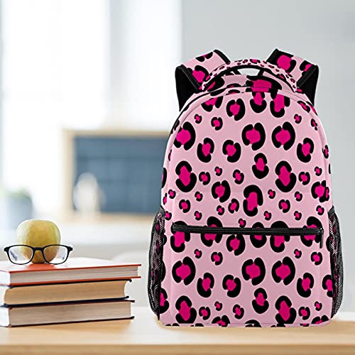 Sac à dos léopard rose pour campus et voyage scolaire