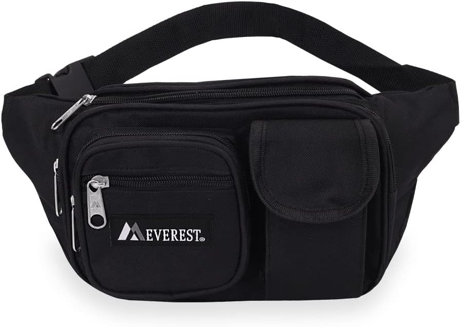 Everest Multiple Pocket Waist Pack, Black, One Size,044MDH-BK