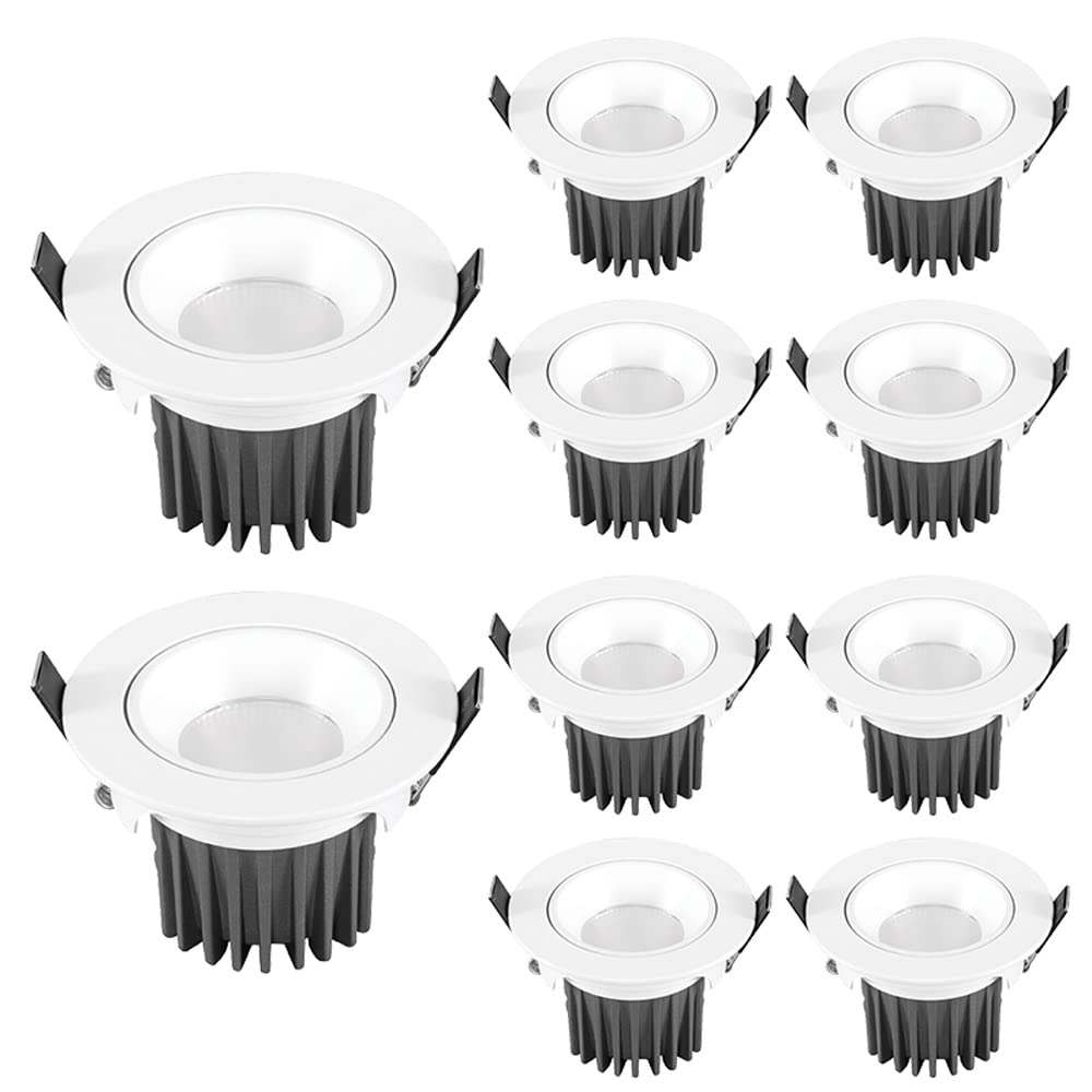 GTHTUHFD 10-Pack Recessed Can Lights Eyeball Ceilling Potlight Cri90+,Round Flat Panel Light 5W,7W,10W,12W,15W,Led Downlight For Entryway Lamp, No Flicker,6000K,4000K,3000K,12w-4000k