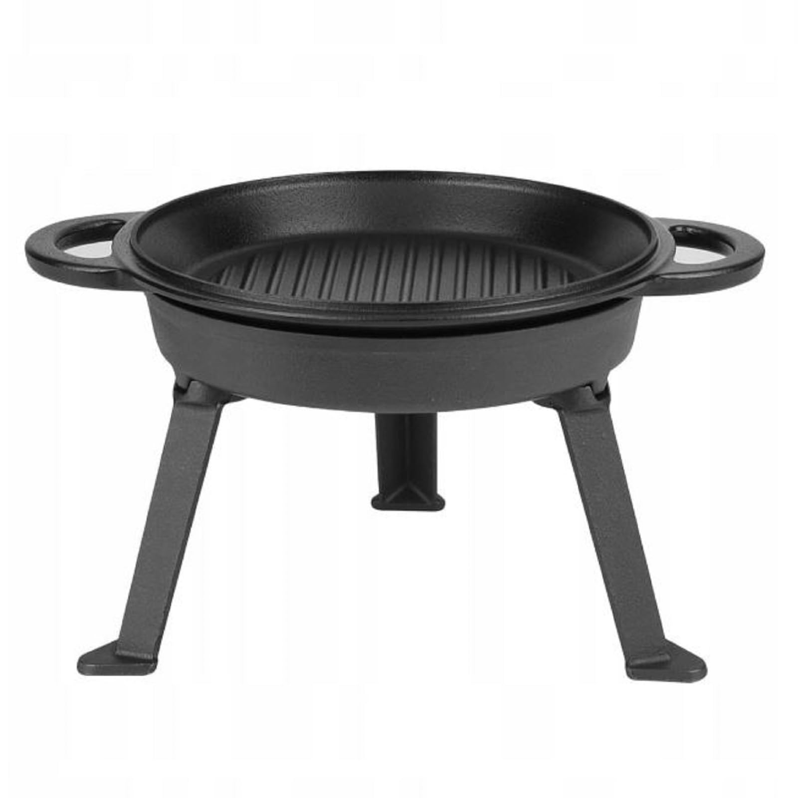 QLS Dutch Oven 10 L aus Gusseisen 3in1 mit Deckel für Camping Outdoor