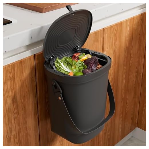 Mountable Kitchen Compost Bin for Counter Top or Under Sink, Hanging Trash Can with Lid for |Cupboard|Bathroom|Bedroom|Office|Camping, Indoor Compost Bucket, 2 Gallon Black