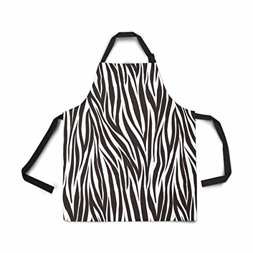 InterestPrint Animal Zebra Print Trendy Adjustable Bib Apron for Women Men Girls Chef with Pockets, Novelty Kitchen Apron for Cooking Baking Gardening Pet Grooming Cleaning