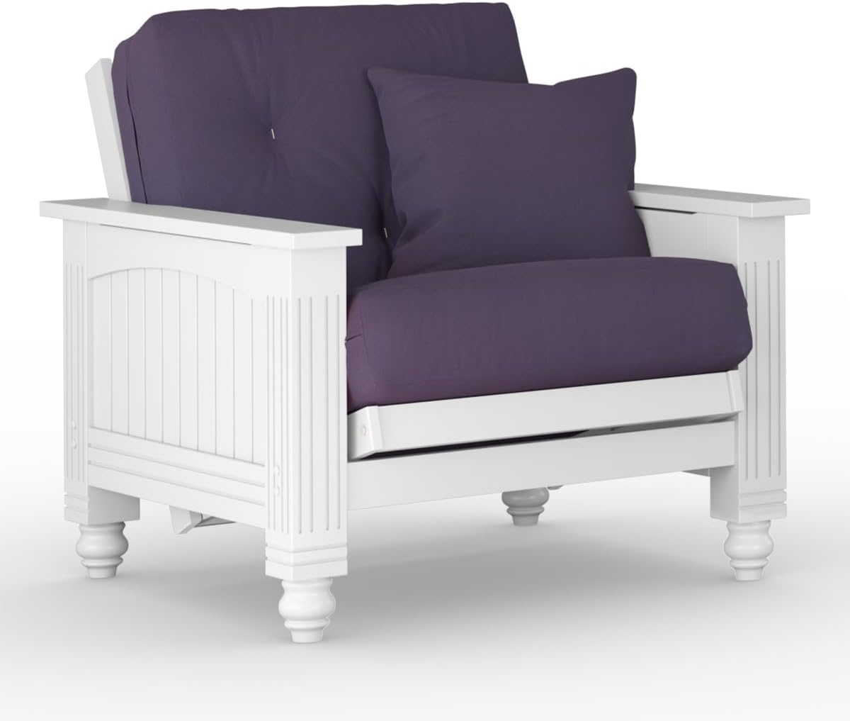 Nirvana Futons Cottage Wood Futon Frame Only, Chair Size in Satin White