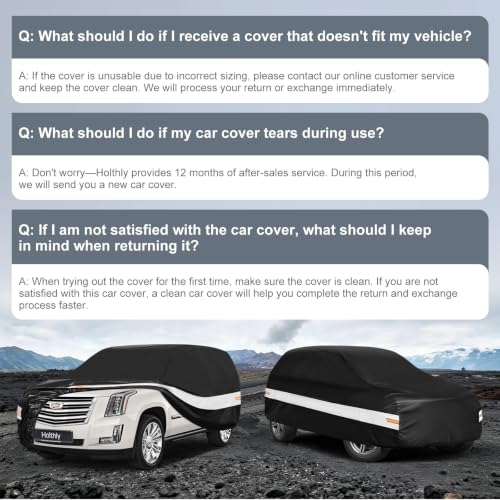 Image of 10 Layers SUV Car Cover Custom Fit for Cadillac Escalade (2007-2026), Waterproof All Weather for Automobiles, Outdoor Full Cover Sun Dust Rain Protection with Cotton. Black