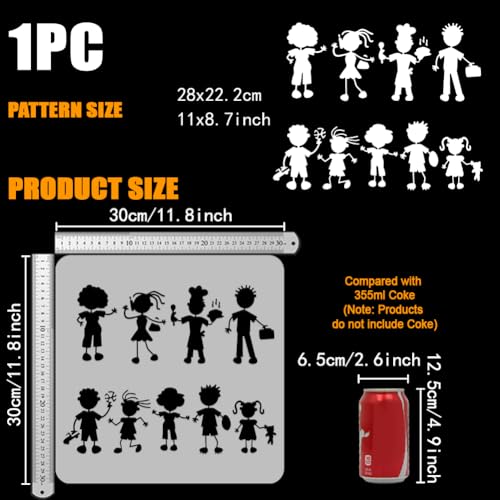 FINGERINSPIRE Cartoon Character Silhouette Stencil 30x30cm Family Member Silhouette Large Stencils Small Figures Drawing Painting Stencils Character Themes Templates for Fabric Floor Furniture Wood - Image 2