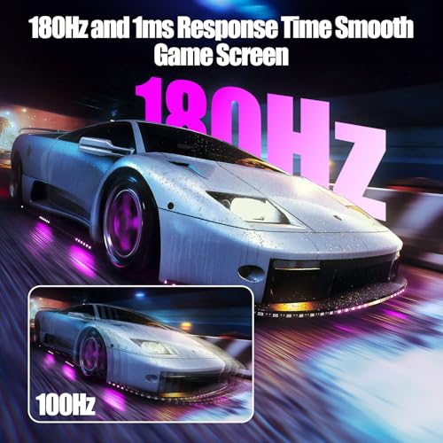 27 Zoll Curved Gaming Monitor 165Hz/ 180Hz, PC Bildschirm Full HD 1080P, Rahmenloses 1800R Computerbildschirm mit FreeSync und Eye Care Technologie, unterstützt VESA – Bild 4