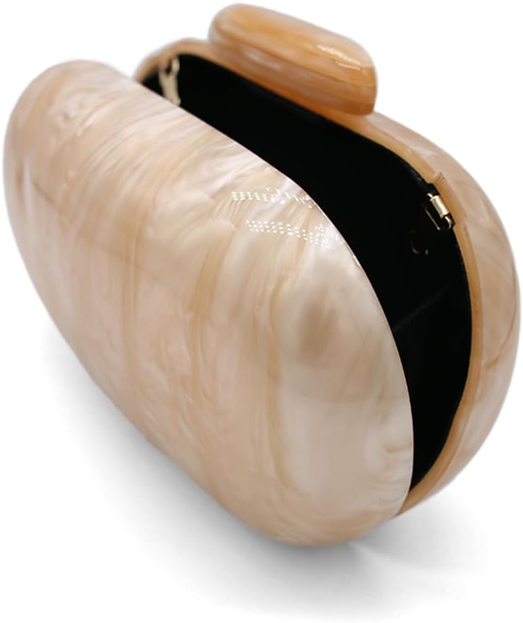 Acrylic Evening Clutch Bag for Women Shell Shape Shoulder Crossbody Bag Glitter Marble Purse Handbag - Image 6