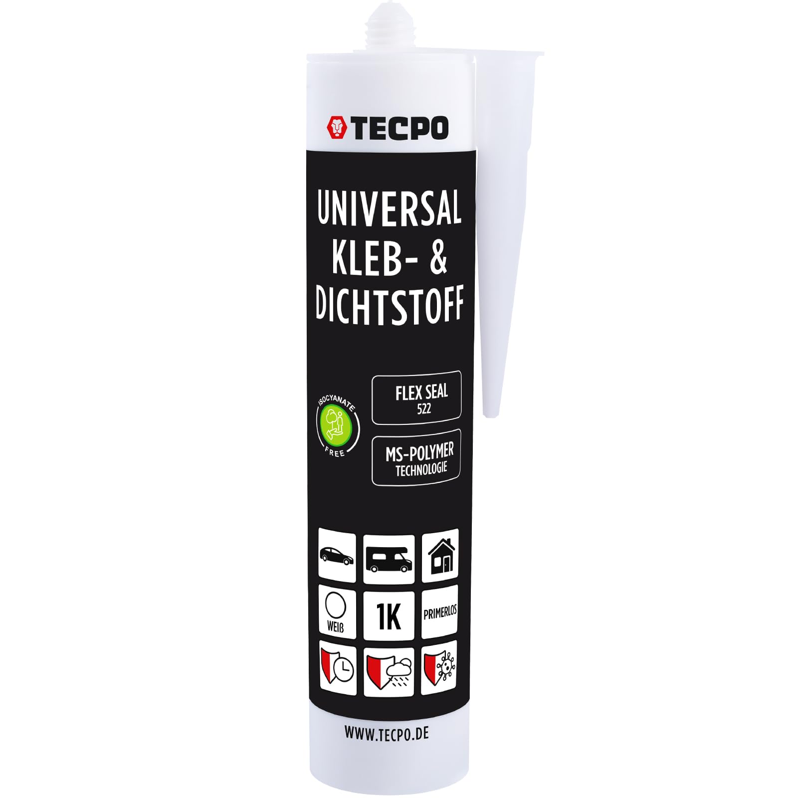 TECPO Universal Kleb- und Dichtstoff MS-Polymer 24x 480g weiß Flex Seal 522 elastisch, silikonfrei, lösemittelfrei, Auto Wohnmobil Bau Industrie Innen und Außen