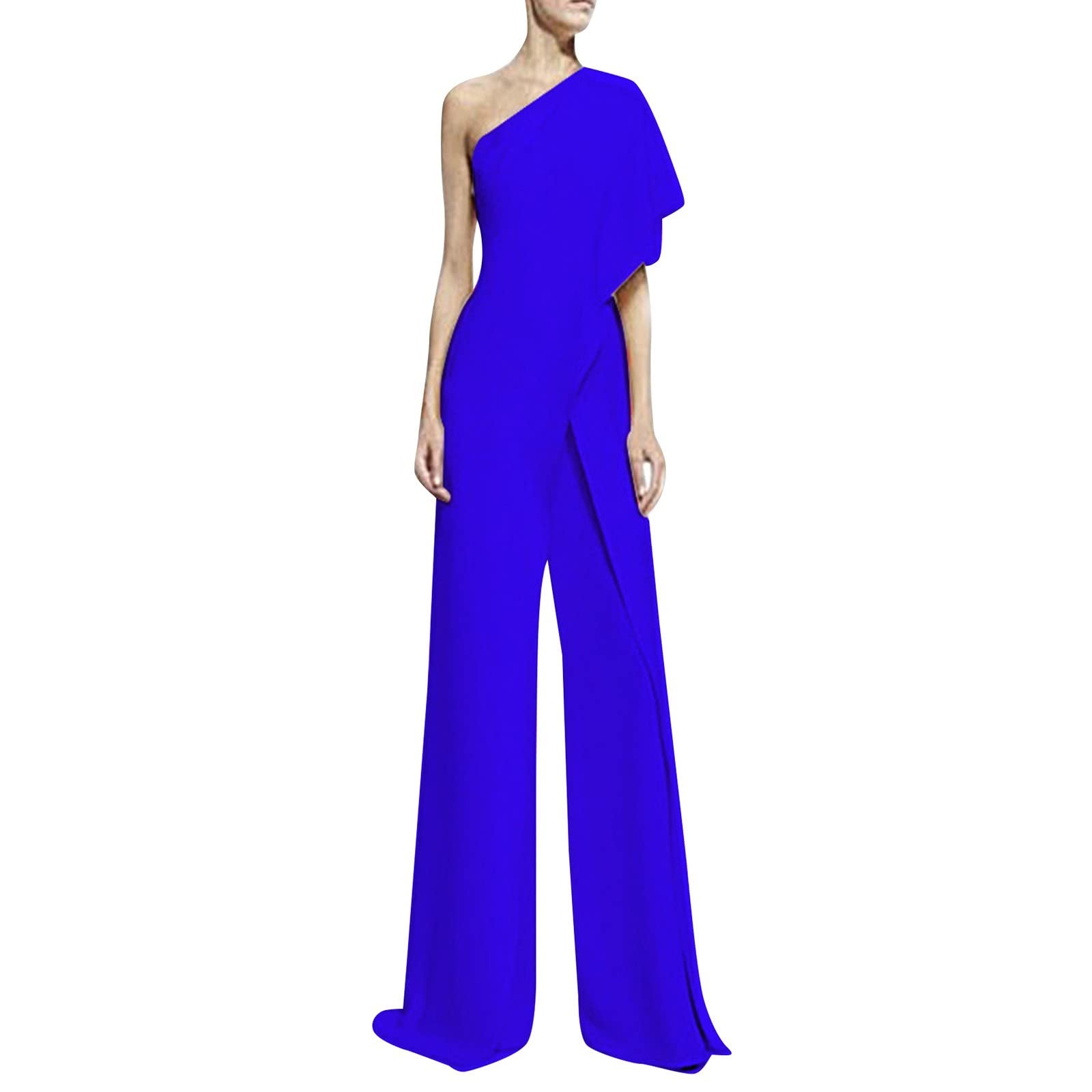 Tuta da donna elegante e sexy – Jumpsuit da donna elegante per matrimonio senza spalle scoperte, tuta estiva da donna, pantaloni lunghi estivi, eleganti pantaloni a gamba larga, pantaloni Sommehose