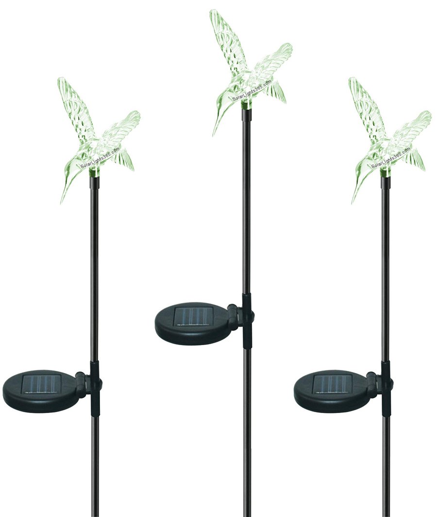 Solaration Black Pole Solar Garden Decor Hummingbird Stake Lights; 3 Packs in 1