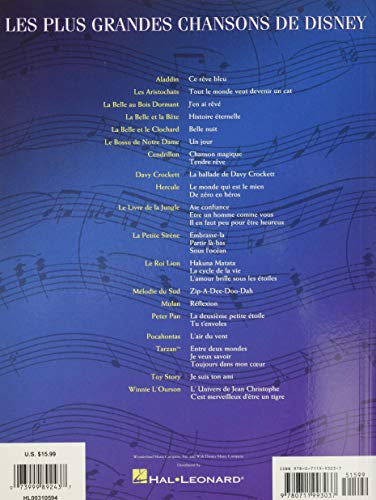 Les Plus Grandes Chansons de Disney - 31 Chansons Classiques: French Language Edition Piano, Vocal and Guitar Chords (French Edition) - Image 2