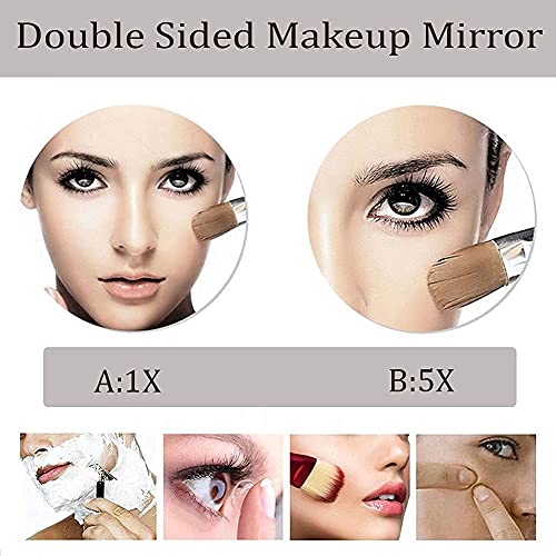 Miroir de courtoisie mural x5 extensible double face en or brossé pour salle de bain