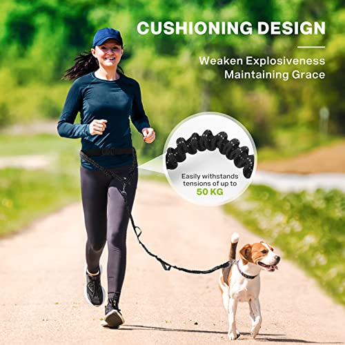 Hands Free Dog Leash, Upgrade Dog Walking Belt With Wide Padded Back, Large Dog Treat Pouch, Running Leash For Dogs With 4 Bungees & 2 Handles, Reflective Waist Leash For Dog Walking Running Hiking #TOP3