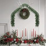 Teenpull Guirnalda de Navidad verde PVC 2 unidades 40 metros de longitud con 3600 ramas resistentes a la intemperie para interior y exterior árbol de Navidad decoración tradicional vintage