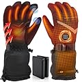 Rechargeable Heated Gloves for Men Women,7.4V/2 5000mAh Battery Electric Gloves with 4 Temperature Modes,Camping Hand Warmers Glove for Motorcycle Skiing Driving Hunting Cycling (M)