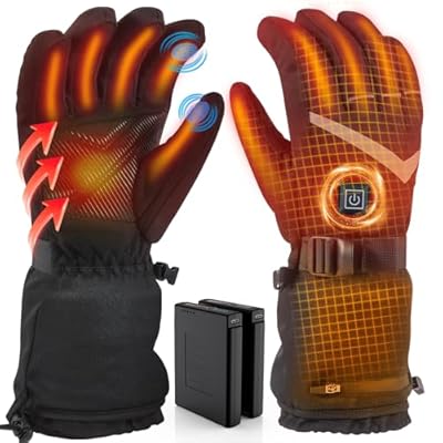Rechargeable Heated Gloves for Men Women,7.4V/2 5000mAh Battery Electric Gloves with 4 Temperature Modes,Camping Hand Warmers Glove for Motorcycle Skiing Driving Hunting Cycling (M)