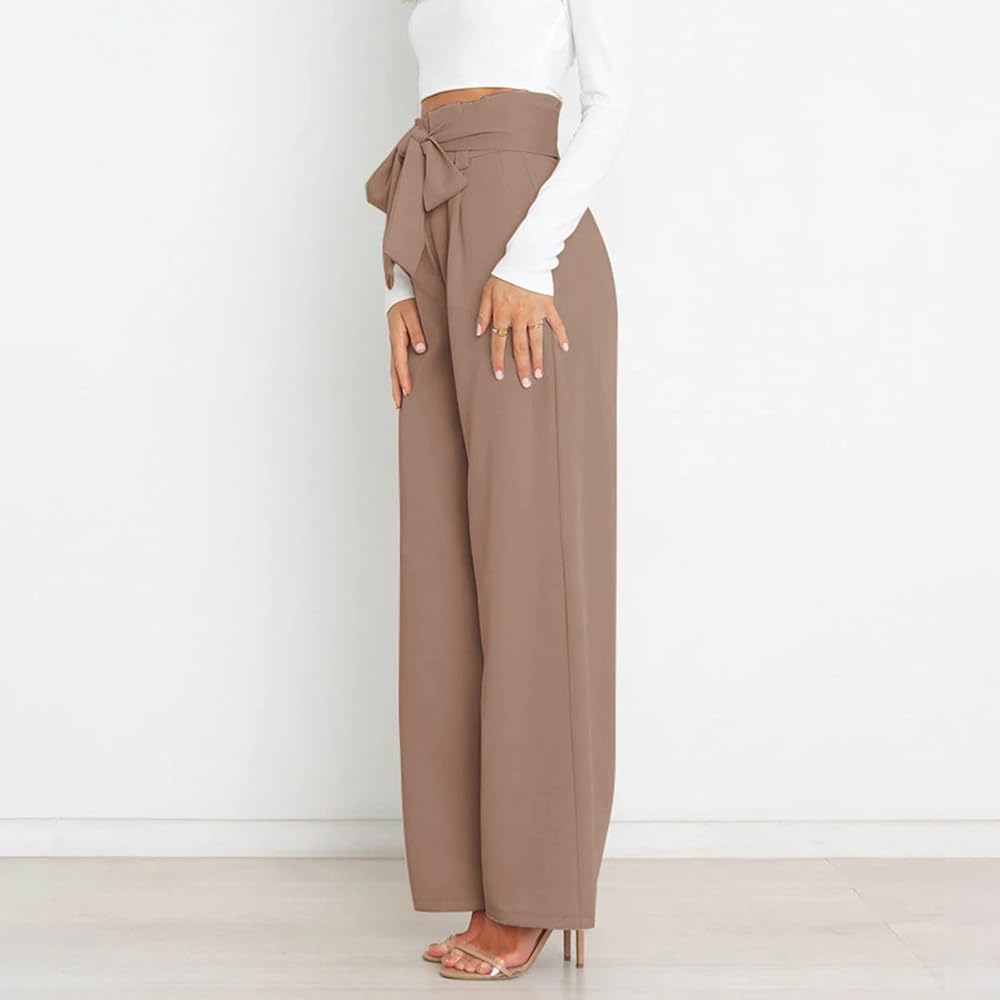 Womens High Waist Pants Business Casual Wide Leg Pants Solid
