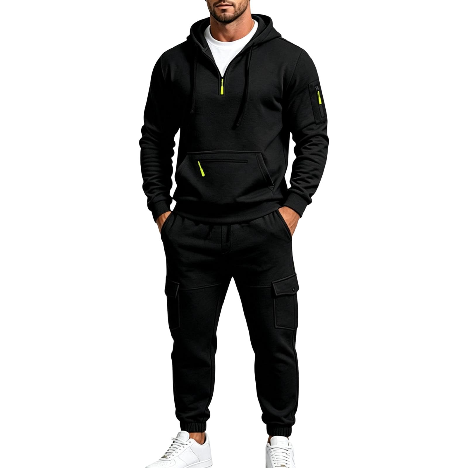 Conjunto ropa trabajo para hombre otoño, corte holgado tejido polar grueso,