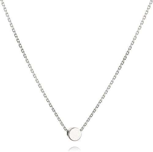 Annika Bella Collar de cuentas pequeñas, collar de 14 pulgadas, gargantilla de cadena ajustable, gargantilla con dije de lunares, joyería de plata