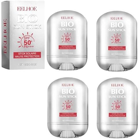 Bio Sun Stick, Beach Water-Resistant Sunscreen Stick, Face and Body Professional Sunscreen Stick,Vitamin C Strong Sunscreen Keep Skin Moisture,Refreshing Non Greasy,Reduce Redness Sun Spots (4PCS) Cover