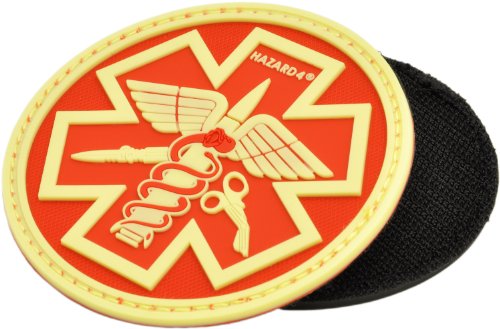 Hazard 4 3D Combat Caduceus Paramedic Morale Patch Glow in the Dark / Red