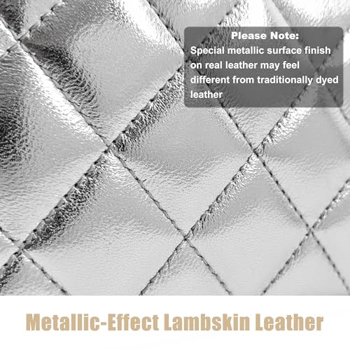 Image of M-ioi-M Small Genuine Leather Purse Quilted Crossbody Bag for Women, Mini Top-Handle Shoulder Handbag w /Gold Chain Strap