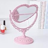Cute Heart Shaped Mirror Double-Sided Rotatable Dresser Mirror, Room Decor Princess Mirror Vanity Ma