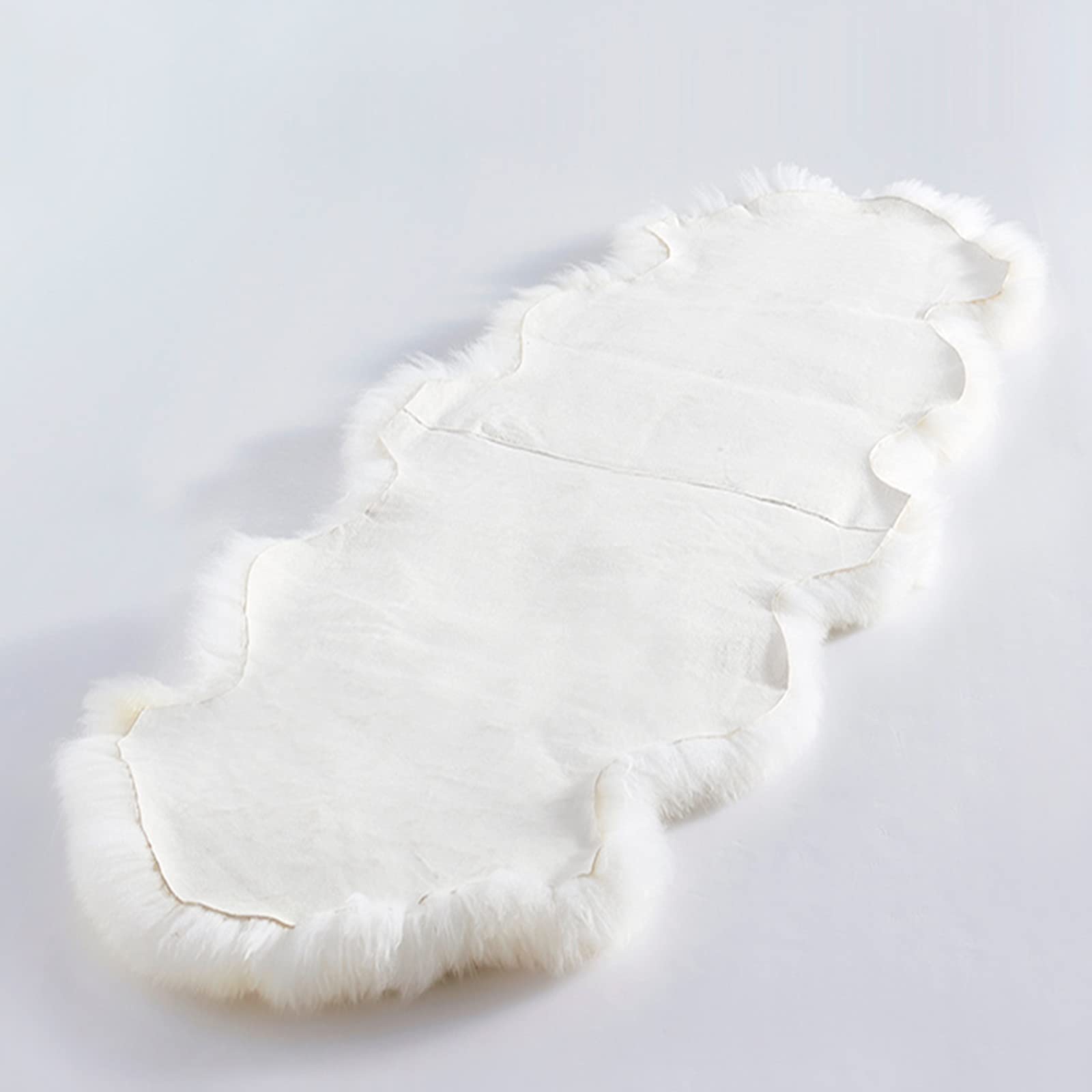 Grand tapis en peau de mouton véritable pour salon, chambre à coucher, blanc (70 x 200 cm)