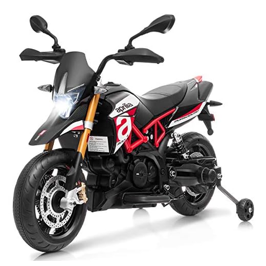 HONEY JOY Kids Ride on Motorcycle, 12V Battery Powered Motorized Toy Bike w/ Training Wheels, Headlight & Music, Foot Pedal, Spring Suspension, Electric Motorized Bicycle (Red)