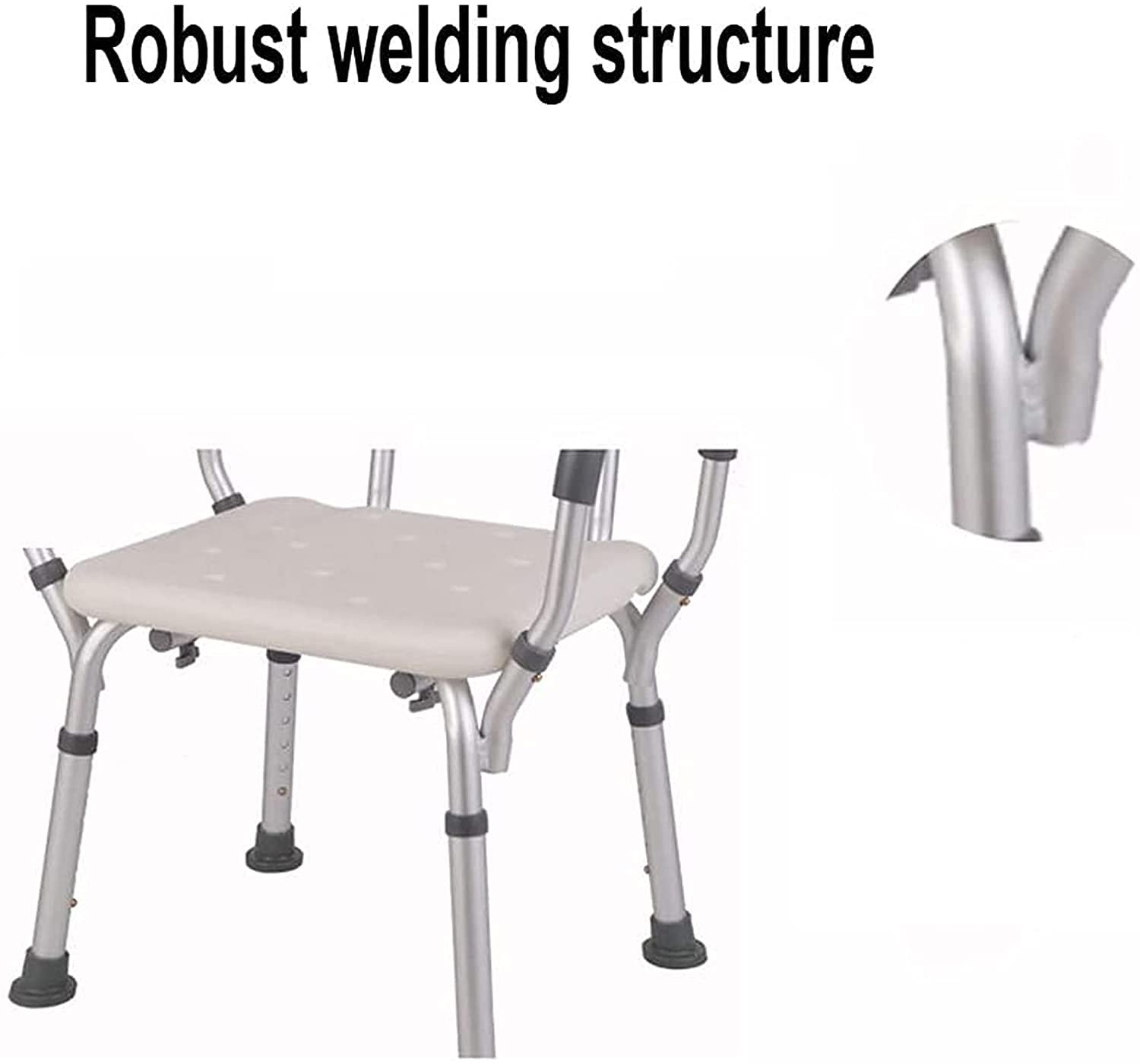 X&Z-XAOY Silla De Ducha De Alta Resistencia con Reposabrazos De Espalda,Banco De Taburetes De Baño,Asiento De Ducha De Bañera Ajustable,Marco De Aluminio For Discapacitados con Patas De Goma