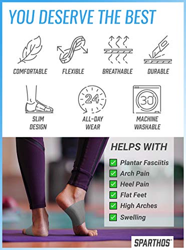 Image of Sparthos Plantar Fasciitis Support - Arch Compression Brace - Foot Feet Brace, Ankle Pain Relief, Night Splint - Planter Plantars Fascitis Faciatis - for Men and Women (Gray-M)