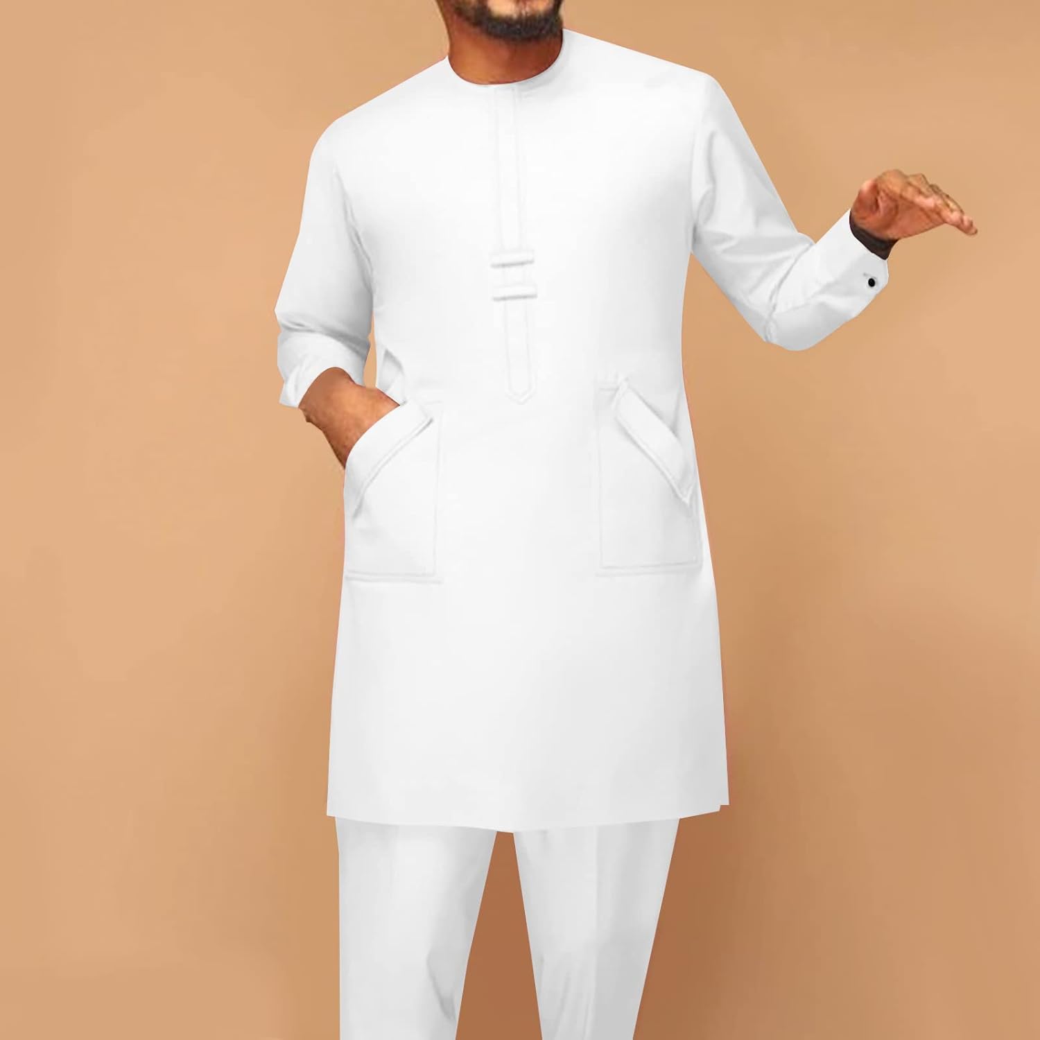 African Men Traditional Clothing Set Full Sleeve Dashiki Long Shirts and Pants 2 Piece Set African Suits - Image 2