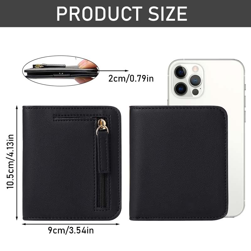 Red RFID Blocking Wallet for Women-Small PU Leather Bifold Mini Purse with Magnetic Closure,Multi-Layer Compact Design,ID Window and Card Slots2