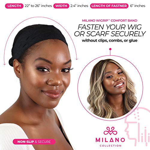 Milano Collection No-Slip Wig Grip Band Original WiGrip Comfort Band for Women Tension-Free Glueless Wig Installs Black One Size Fit All (Pack of 1)