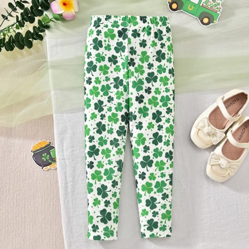Image of HIHA Toddler Little Girls St.Patrick's Day Outfit Love Letter Print Dress Tops Pants Set
