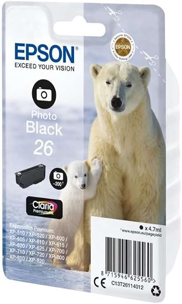 Epson 26 Serie Orso Polare Cartuccia Originale, Standard, Nero Foto - 3