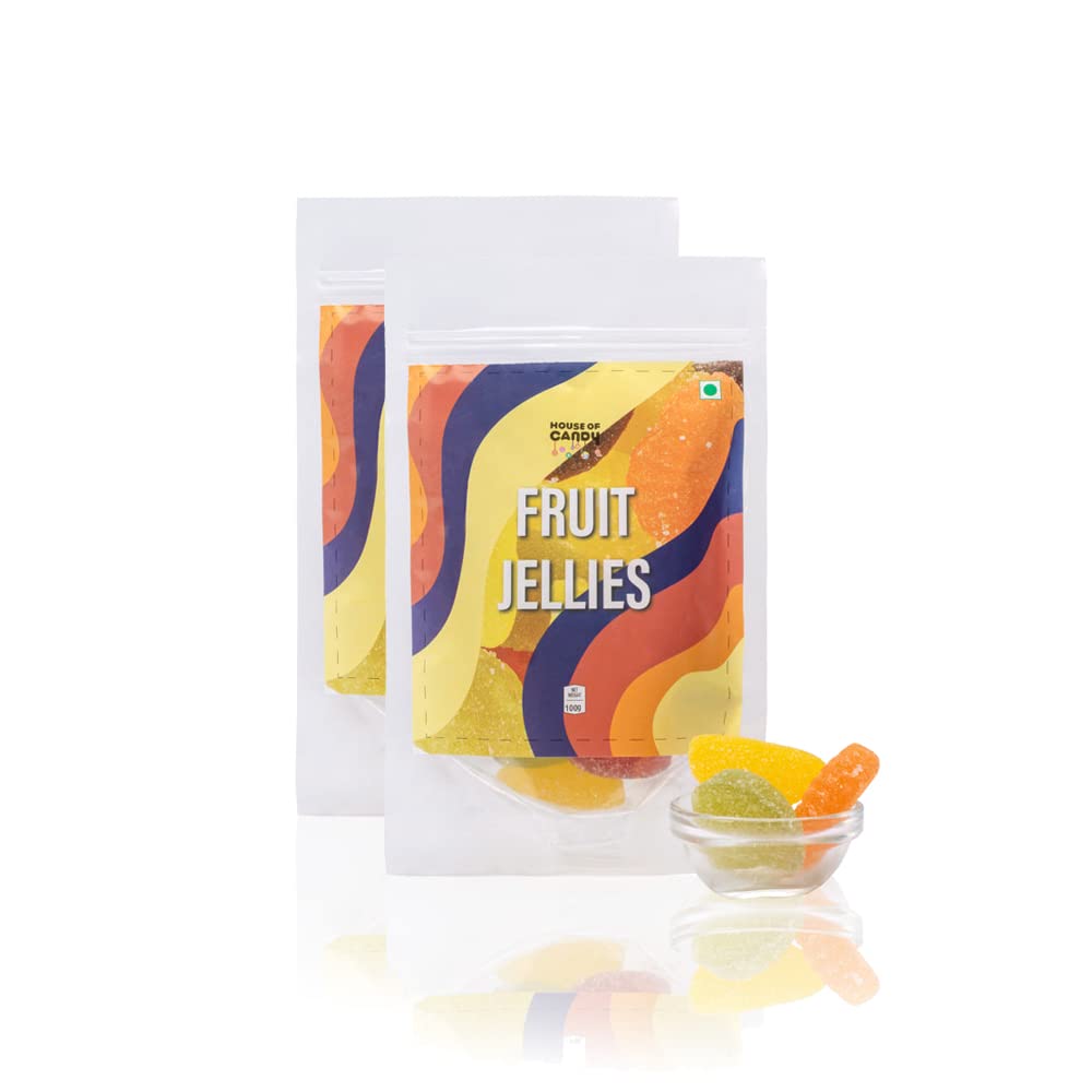 House of Candy Fruit Jellies – Mixed Flavored Candies w/Sugar and Jelly Coating, Jujube Candy - 100gm (Pack of 2)